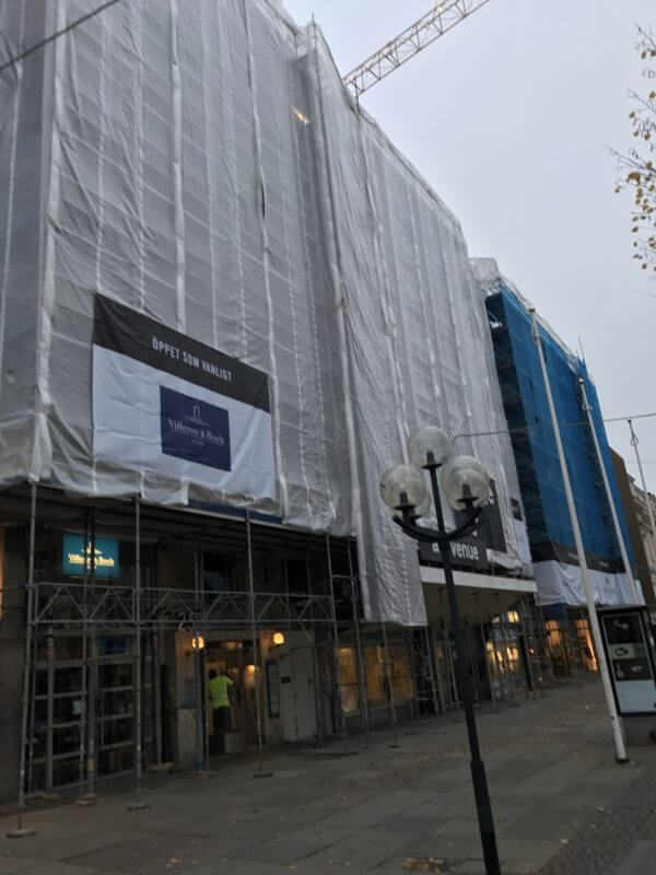 Byggställning på Avenyn i Göteborg