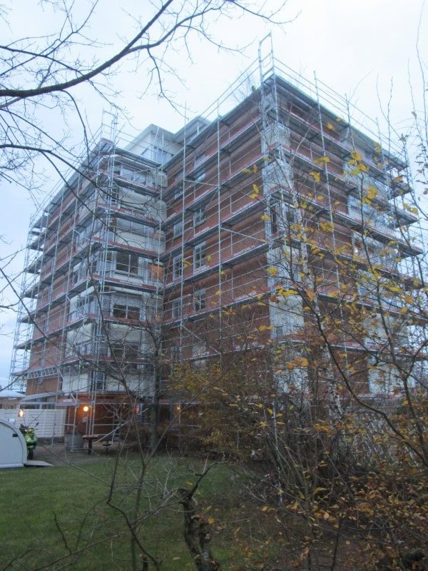 Byggställning i Halmstad