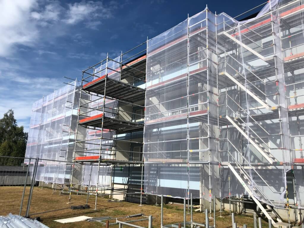 Byggställning i Hyltebruk