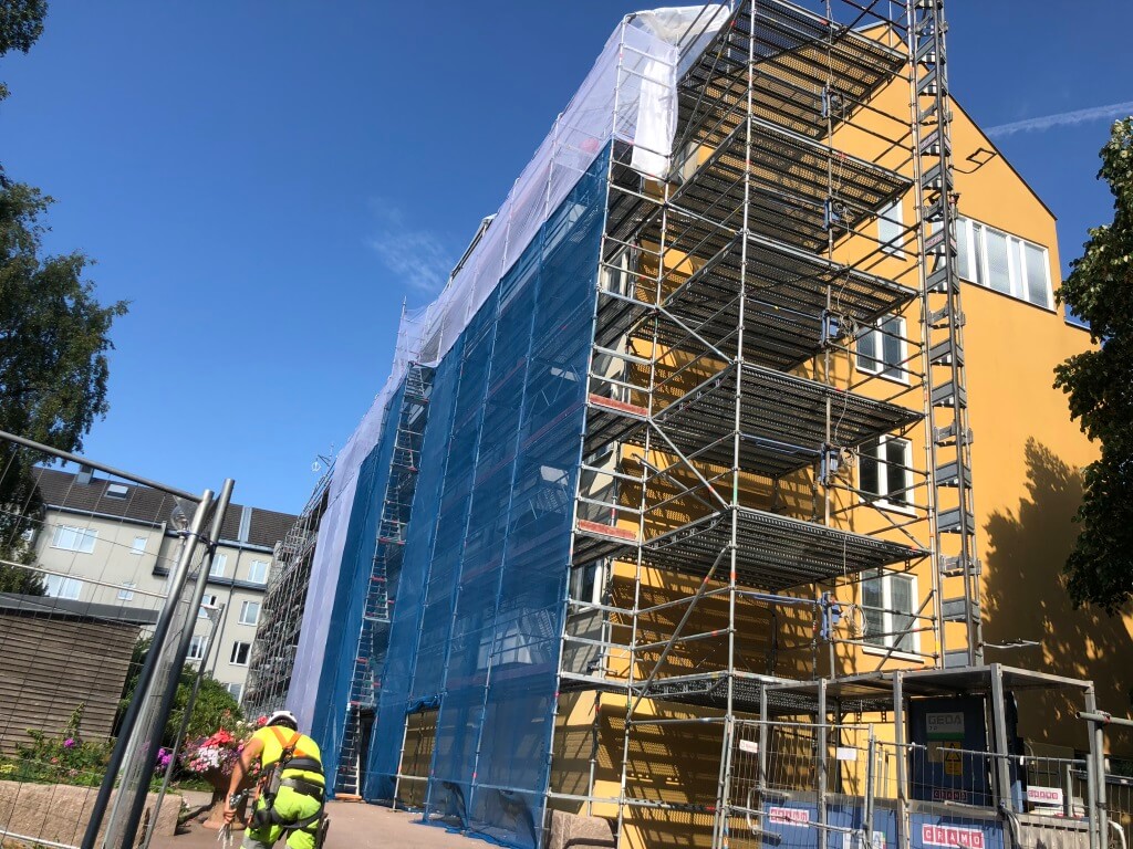 Byggställning vid projekt Högsbo, Göteborg